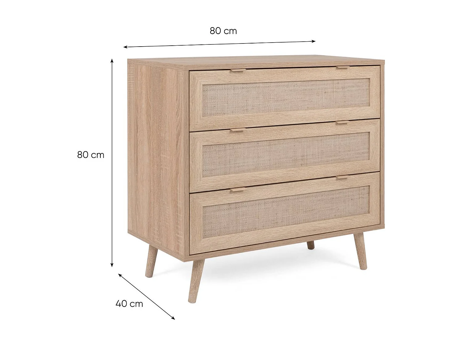 Komoda 80x80x40 cm brązowa Rafia