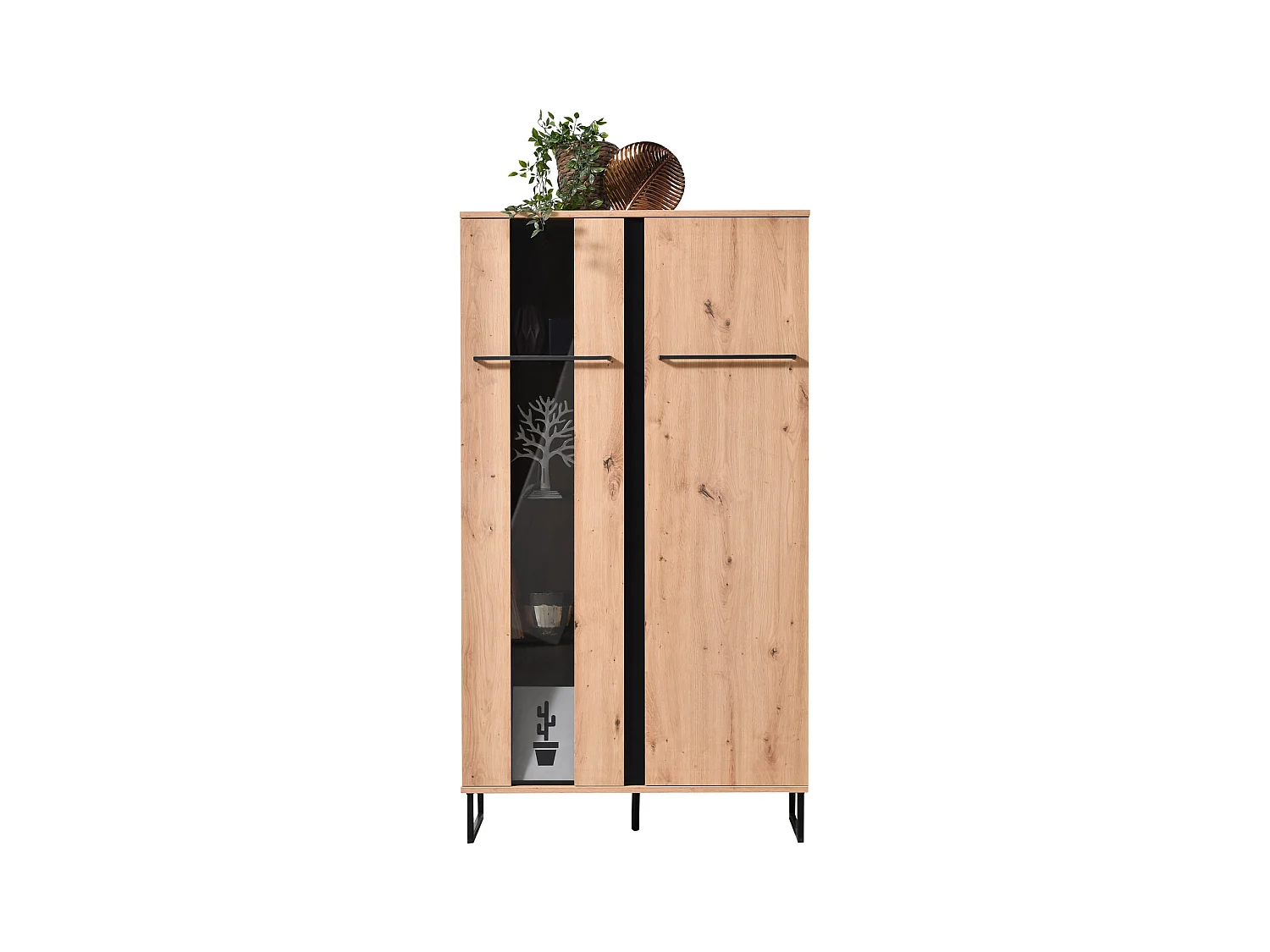 Buffet haut 84,5x153x35 cm Naturel Noir