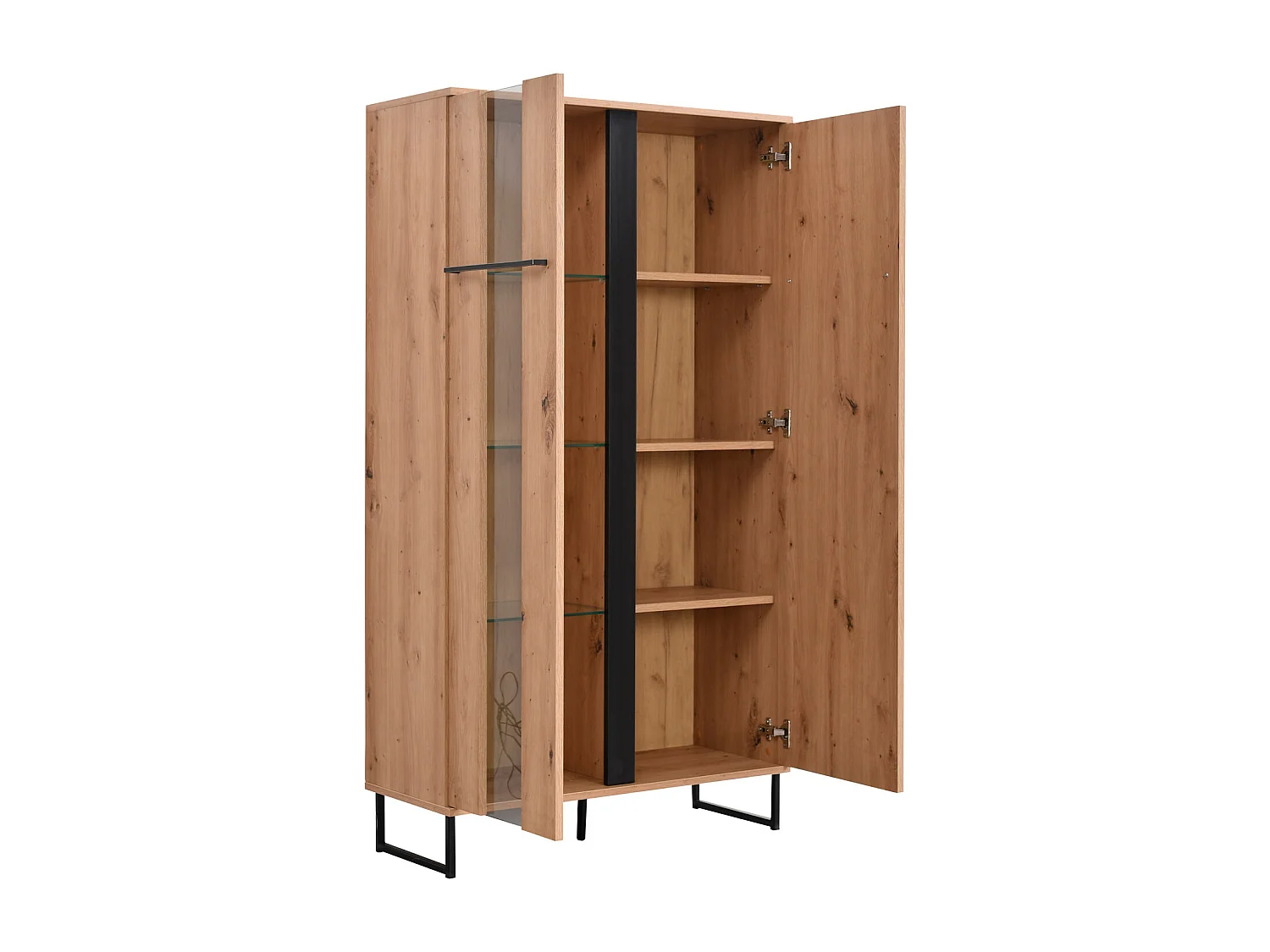 Highboard 84,5x153x35 cm Natur Schwarz
