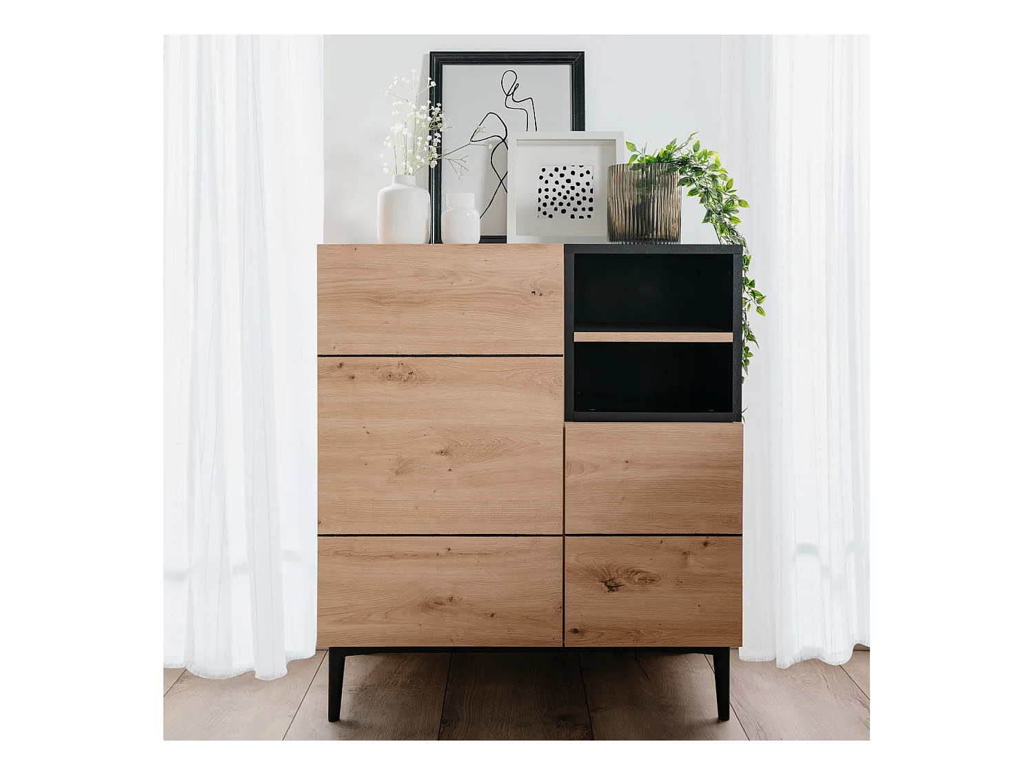 Buffet 80x40x90 cm marron noir