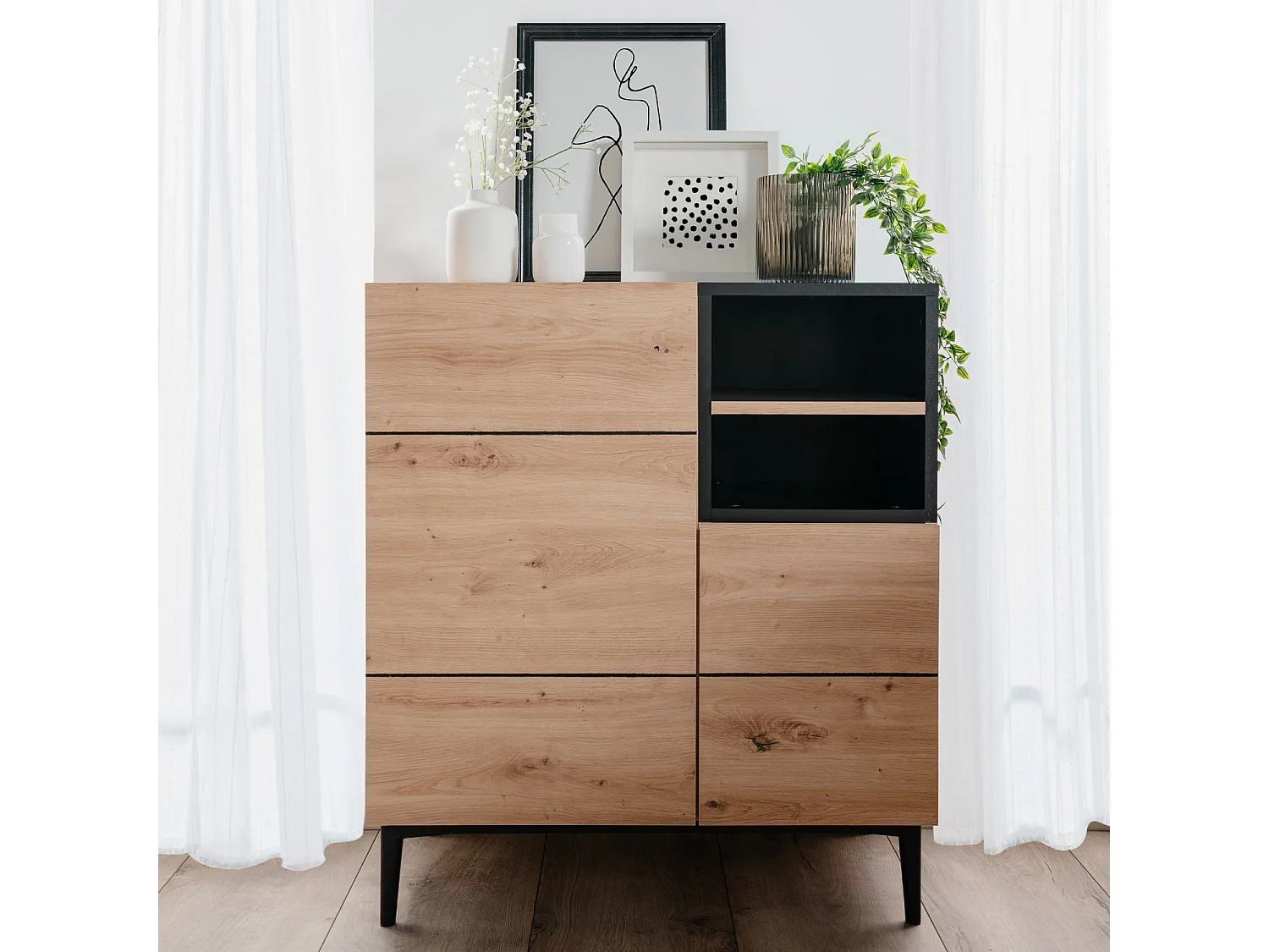 Sideboard 80x40x90 cm braun schwarz