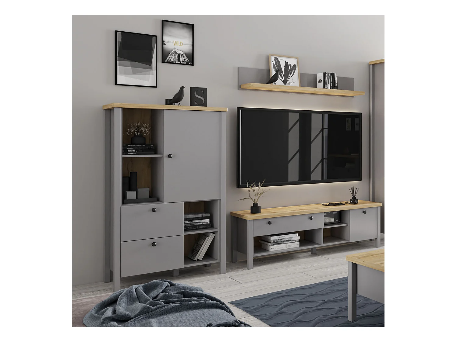 Buffet 85x139x38 cm Gris