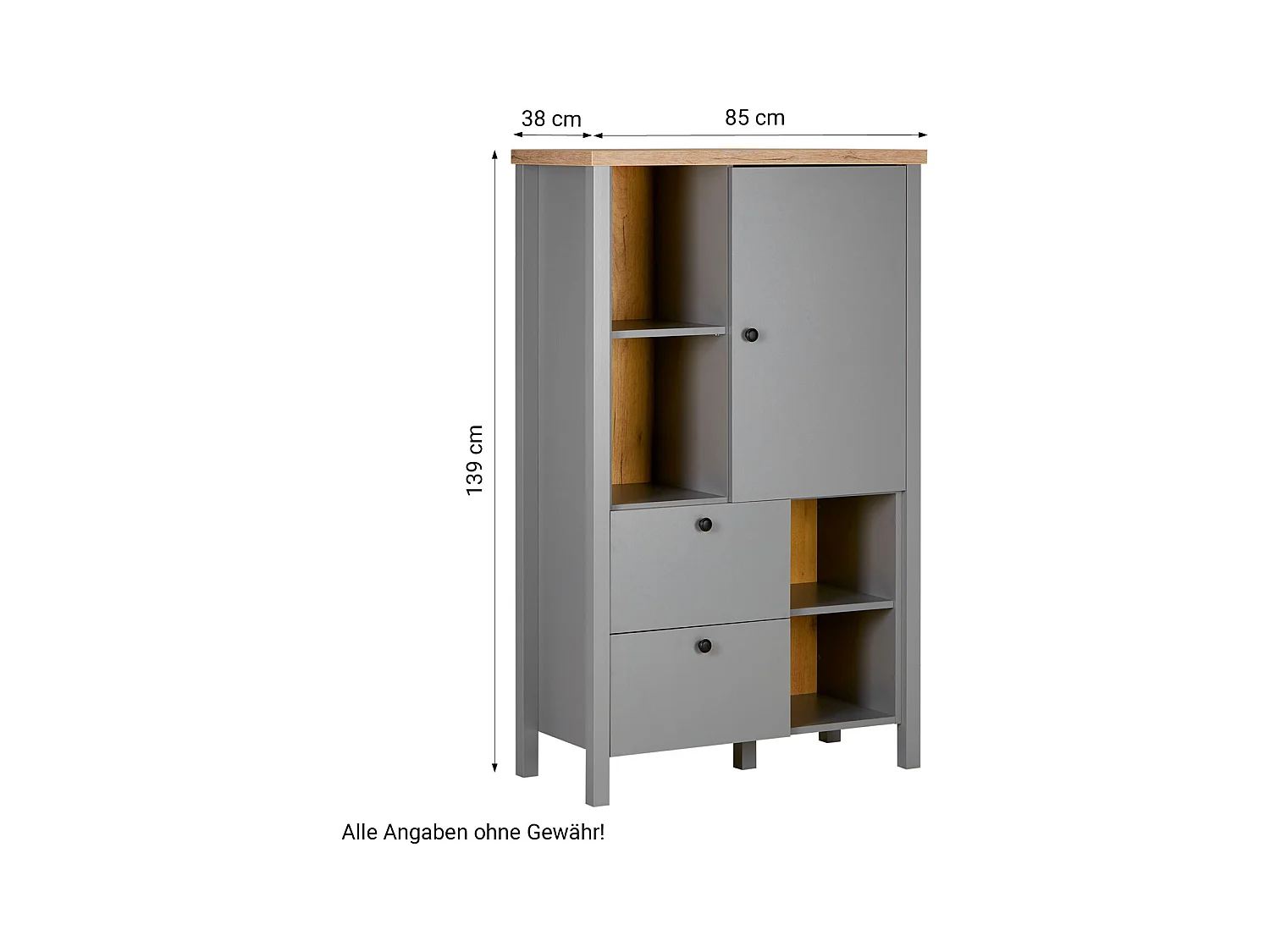 Buffet 85x139x38 cm Gris