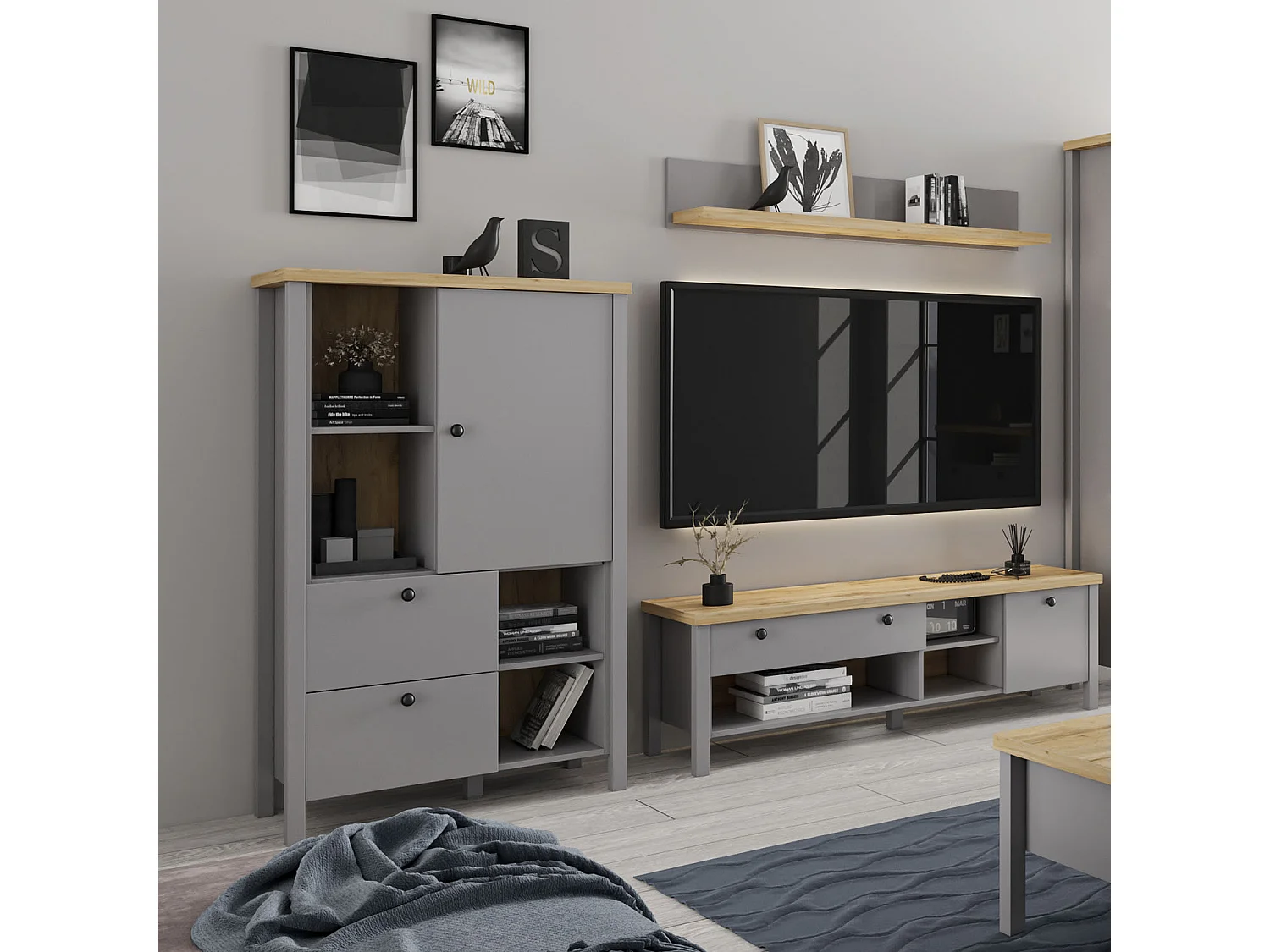 Sideboard 85x139x38 cm Grau
