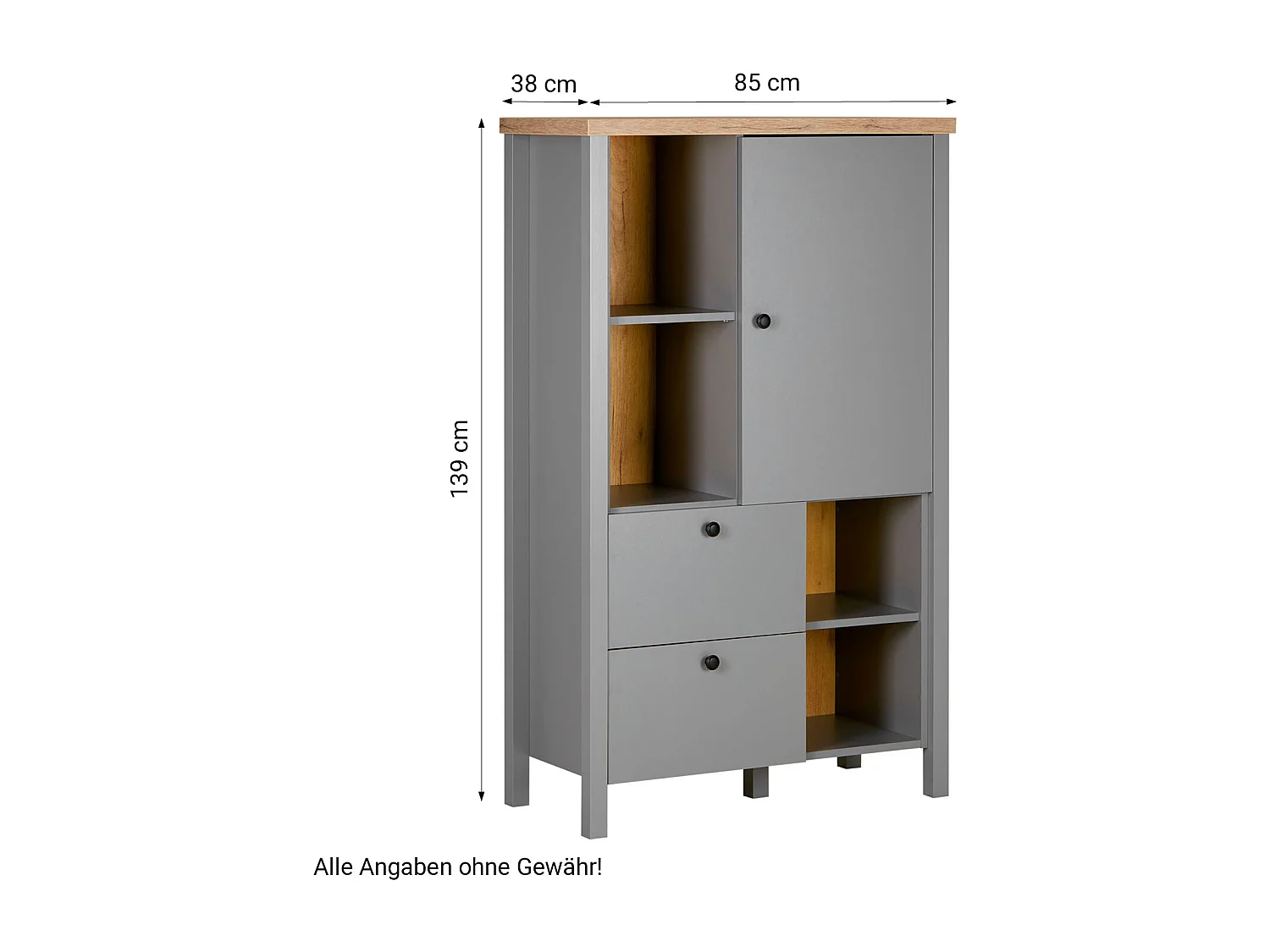 Sideboard 85x139x38 cm Grau
