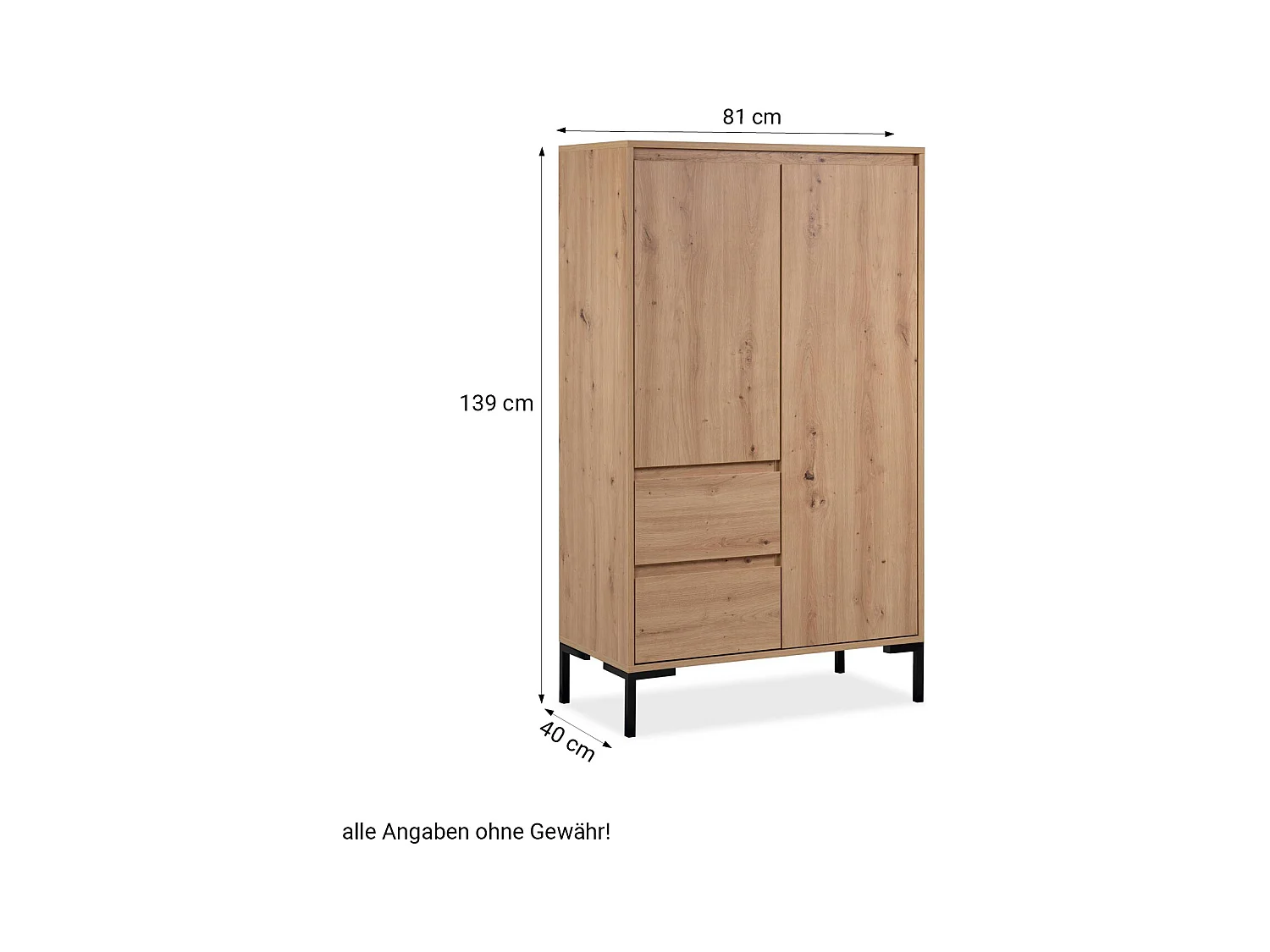 Buffet 81x139x40 cm Chêne