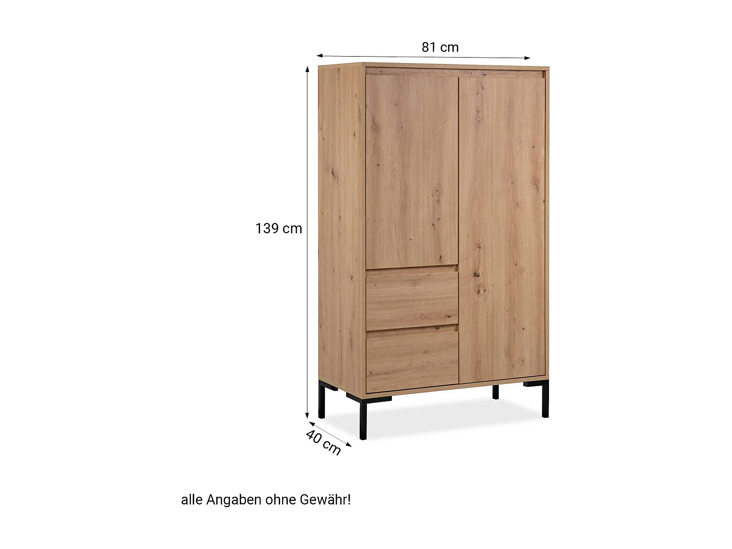 Sideboard 81x139x40 cm Eiche