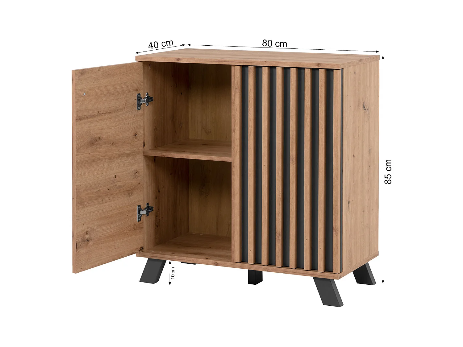 Dressoir 80x85x40 cm Eikenhout Industrieel Design