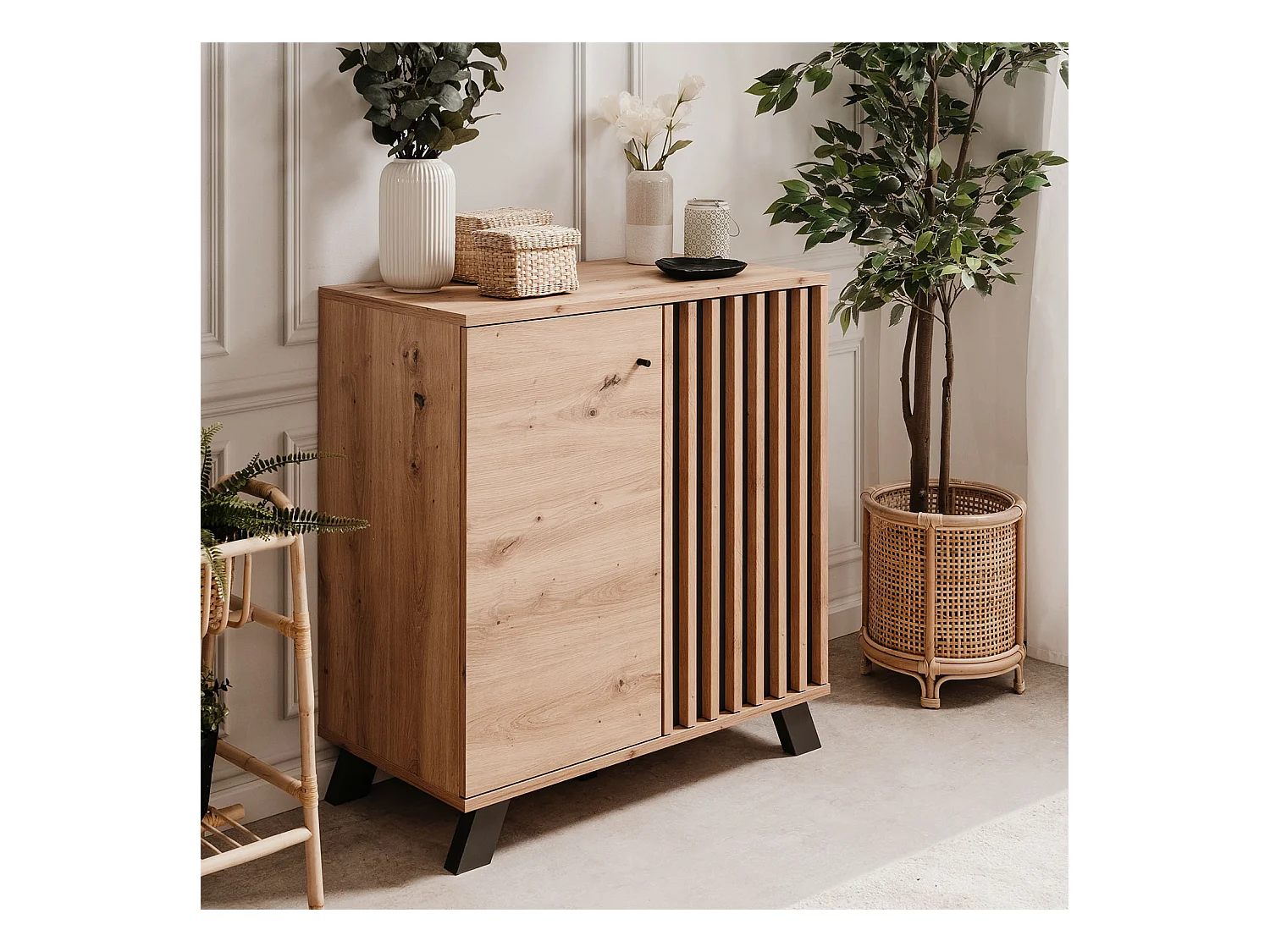 Dressoir 80x85x40 cm Eikenhout Industrieel Design