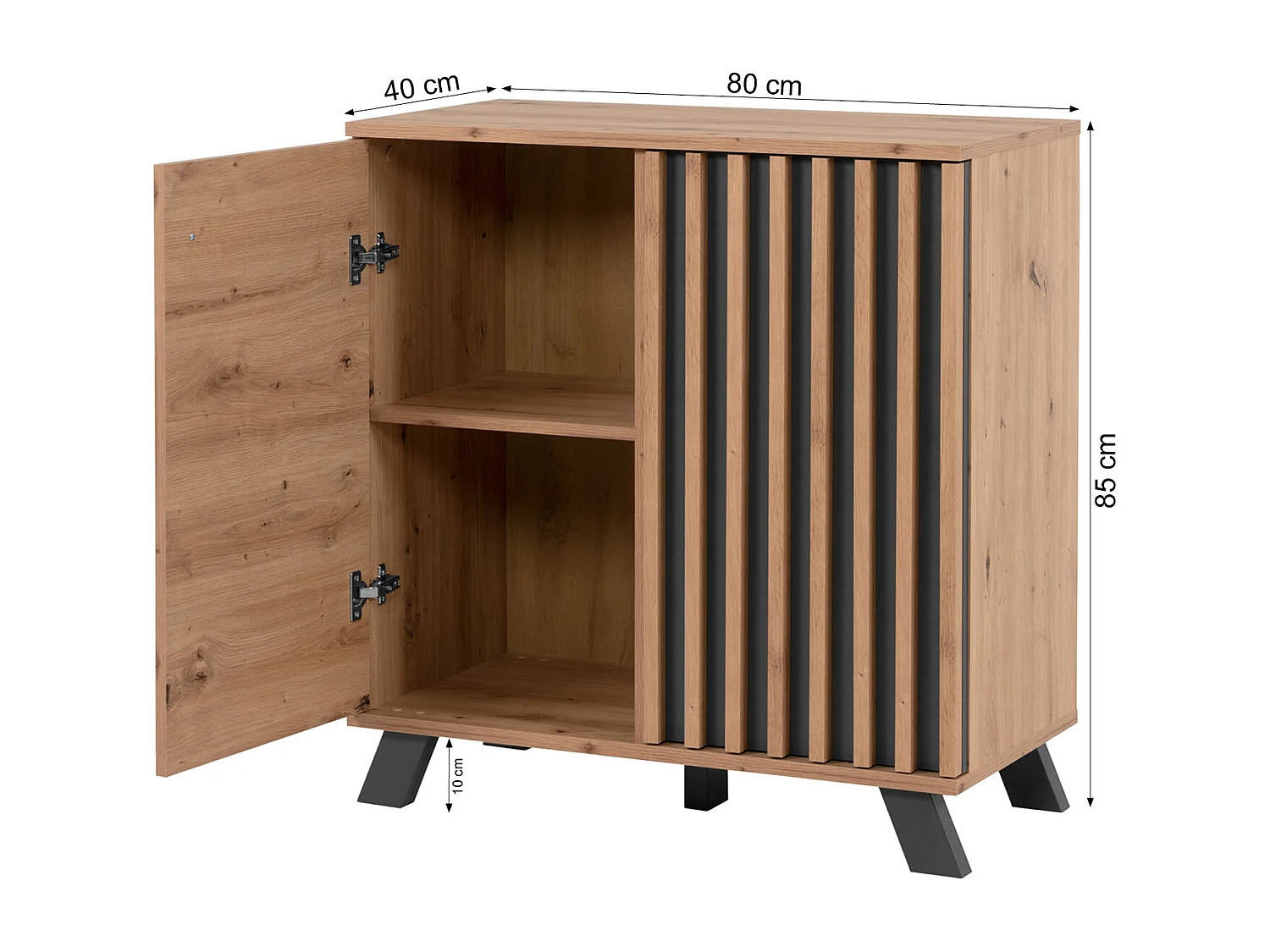 Sideboard 80x85x40 cm Eiche Industrieller Look