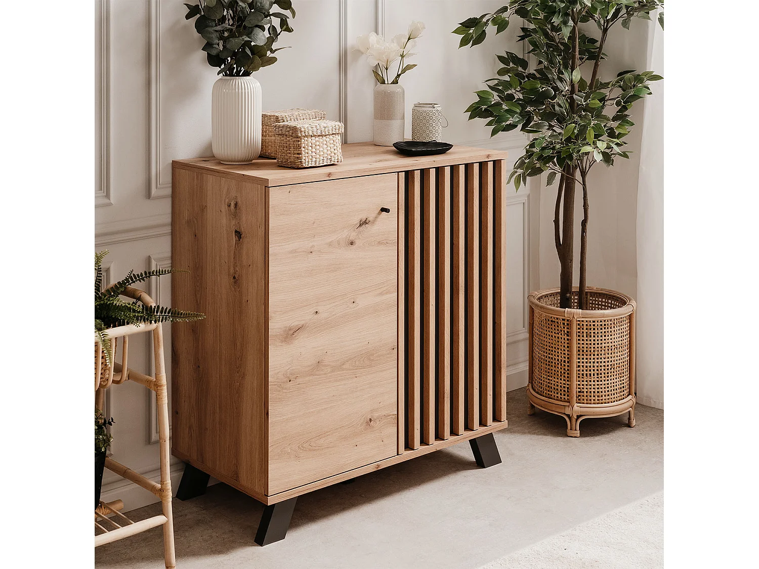 Sideboard 80x85x40 cm Eiche Industrieller Look