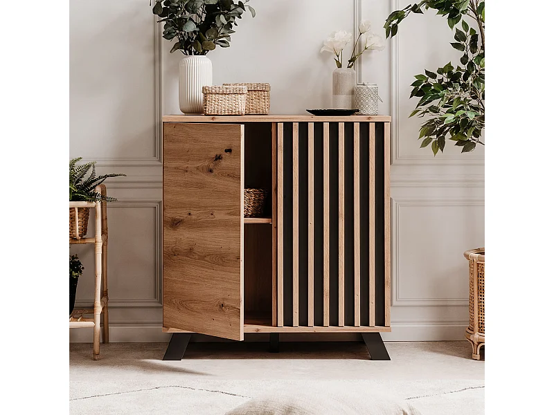 Dressoir 80x85x40 cm Eikenhout Industrieel Design