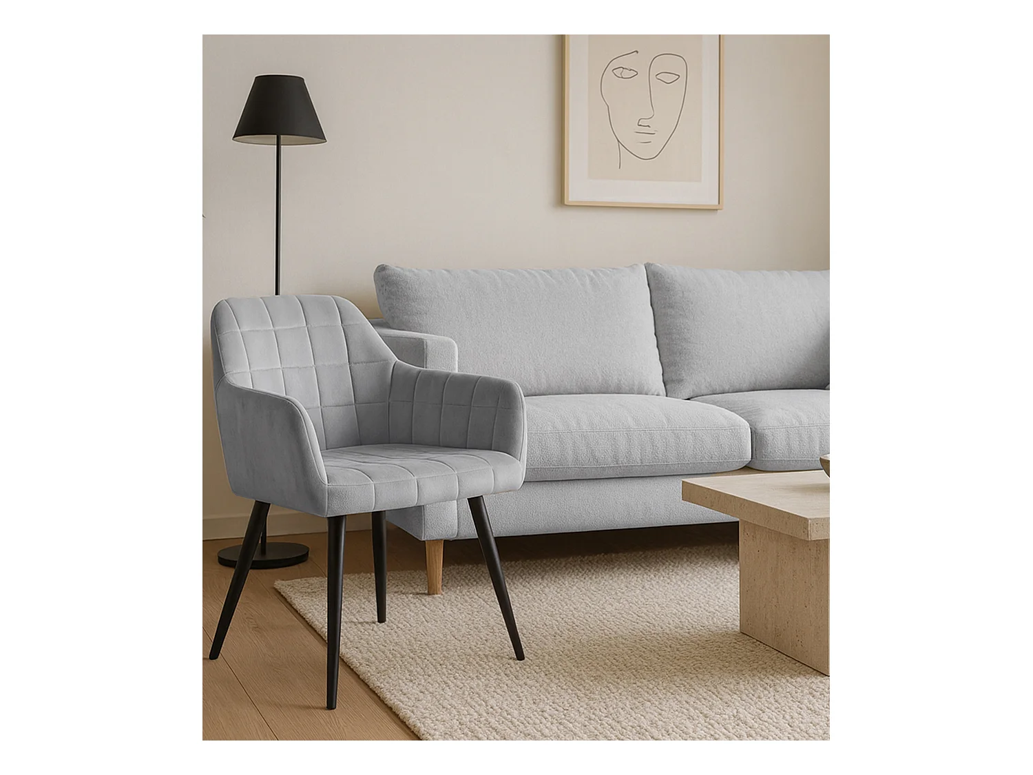 Pack de 2 sillas de 82x61x57 cm tapizadas en terciopelo en color gris Freya