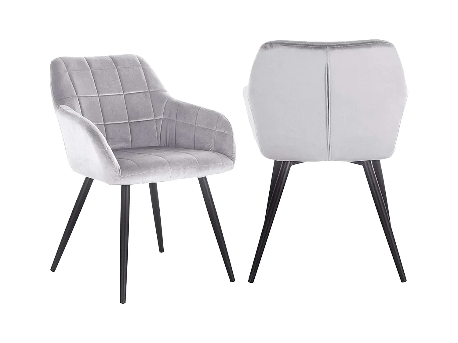 Pack de 2 sillas de 82x61x57 cm tapizadas en terciopelo en color gris Freya