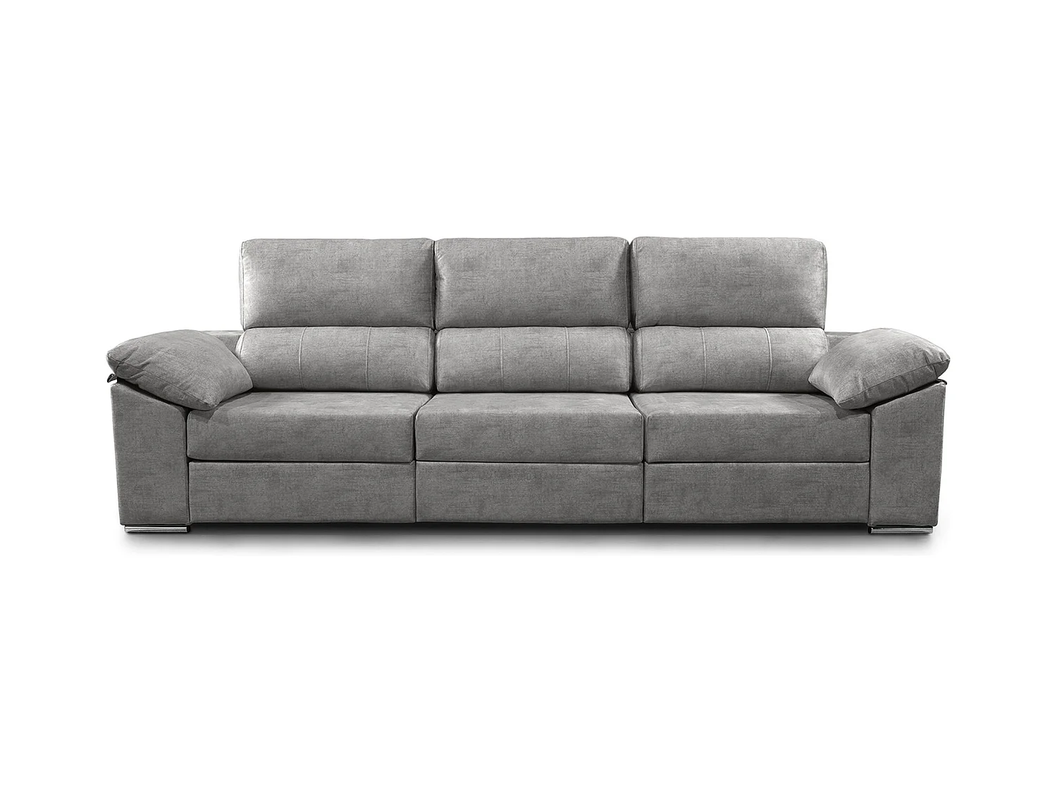 Sofá de 3 plazas de 90x292x100 cm con asientos deslizantes de tela en gris marengo Silvi