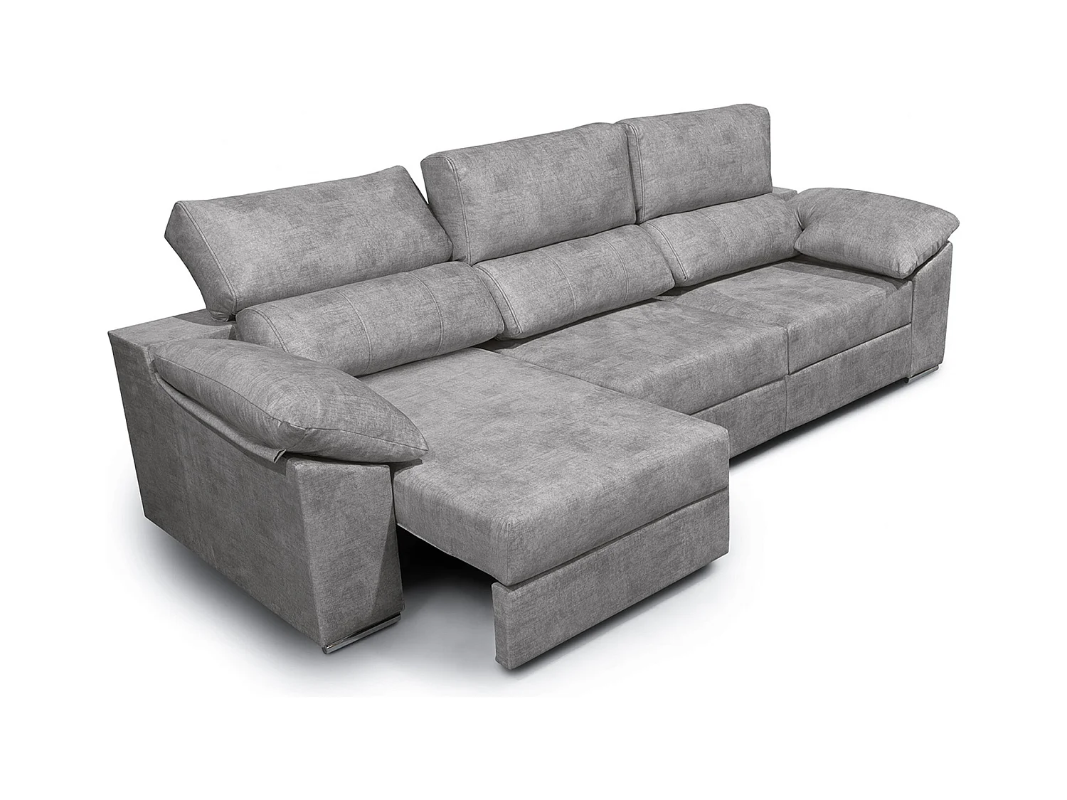 Sofá de 3 plazas de 90x292x100 cm con asientos deslizantes de tela en gris marengo Silvi