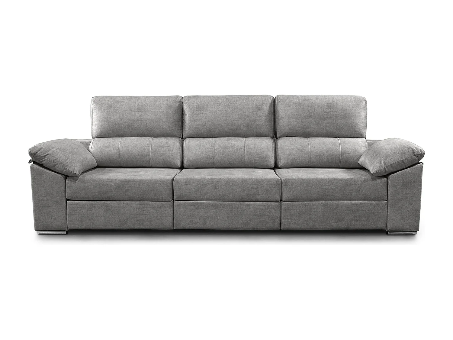 Sofá de 3 plazas de 90x292x100 cm con asientos deslizantes de tela en gris marengo Silvi