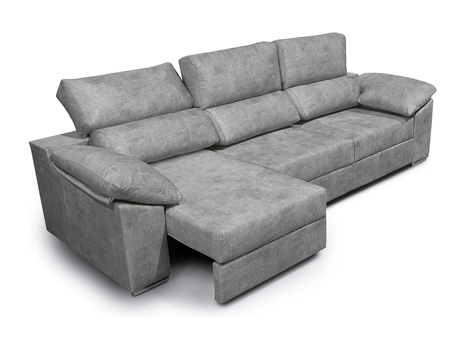 Sofá de 3 plazas de 90x292x100 cm con asientos deslizantes de tela en gris marengo Silvi