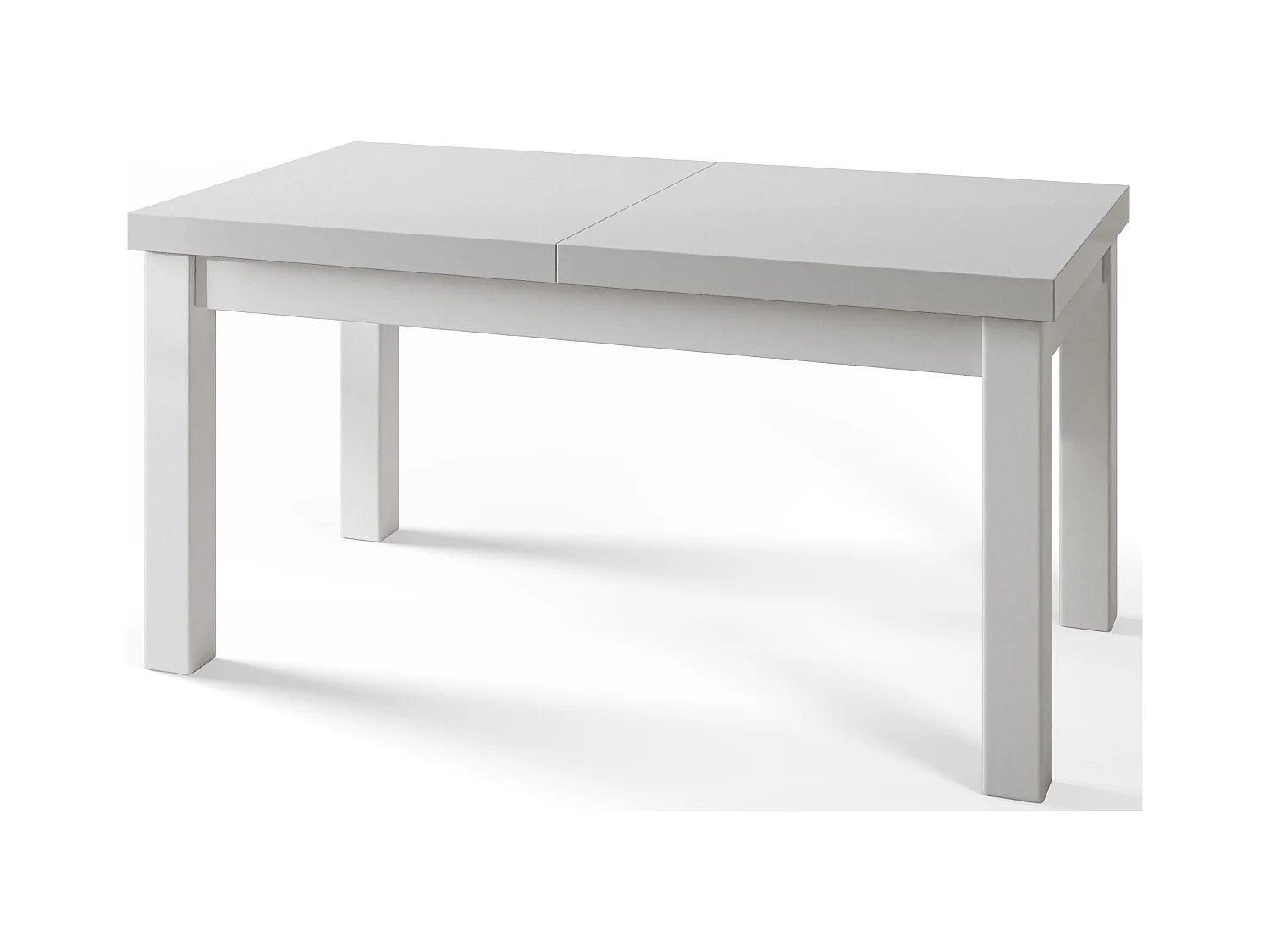 Table de salle à manger rectangulaire CLASSIC, table extensible, dimensions : 140-180X80X78 cm, couleur : blanc, avec pieds en bois de couleur blanche