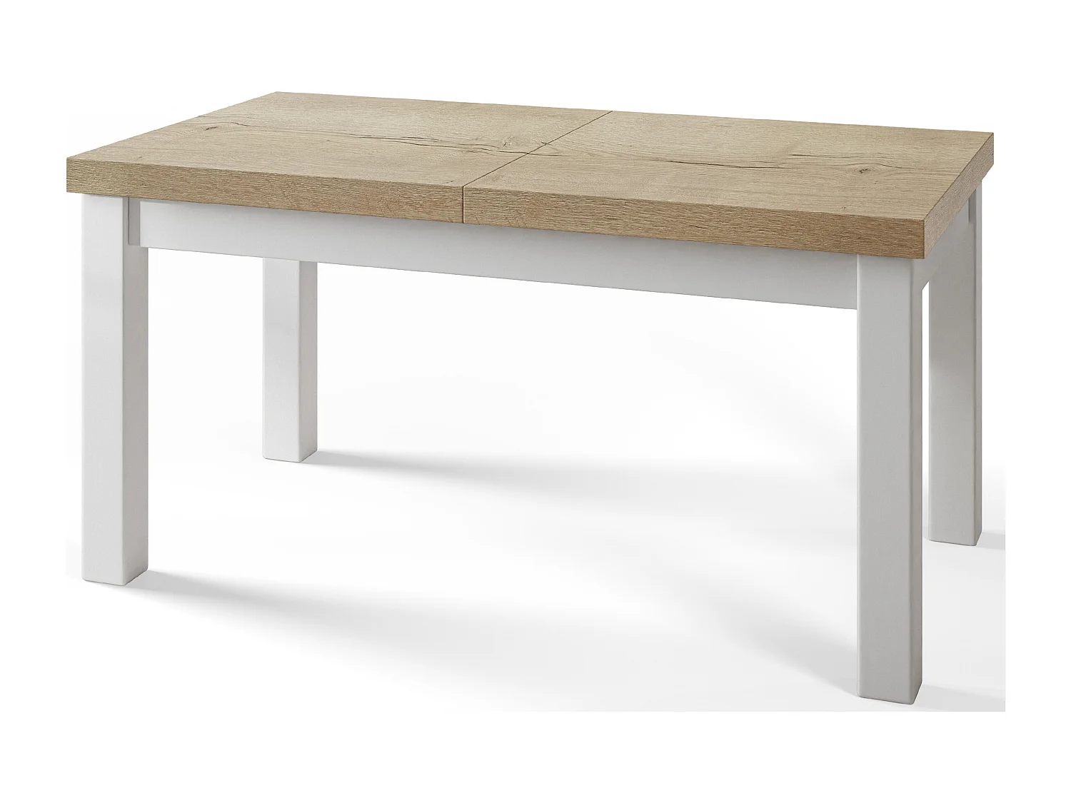 Table de salle à manger rectangulaire CLASSIC, table extensible, dimensions : 200-300X100X78 cm, couleur : HALIFAX, avec pieds en bois de couleur blanche