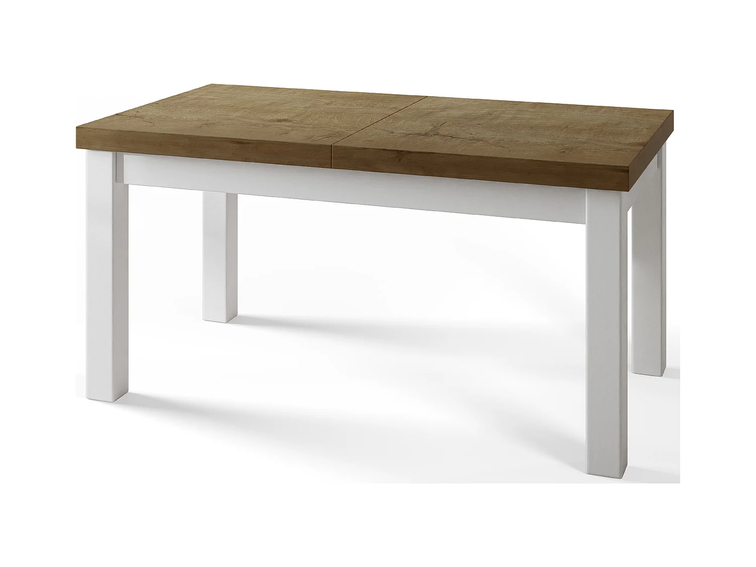 Table de salle à manger rectangulaire CLASSIC, table extensible, dimensions : 160-210X90X78 cm, couleur : LEFKAS, avec pieds en bois de couleur blanche