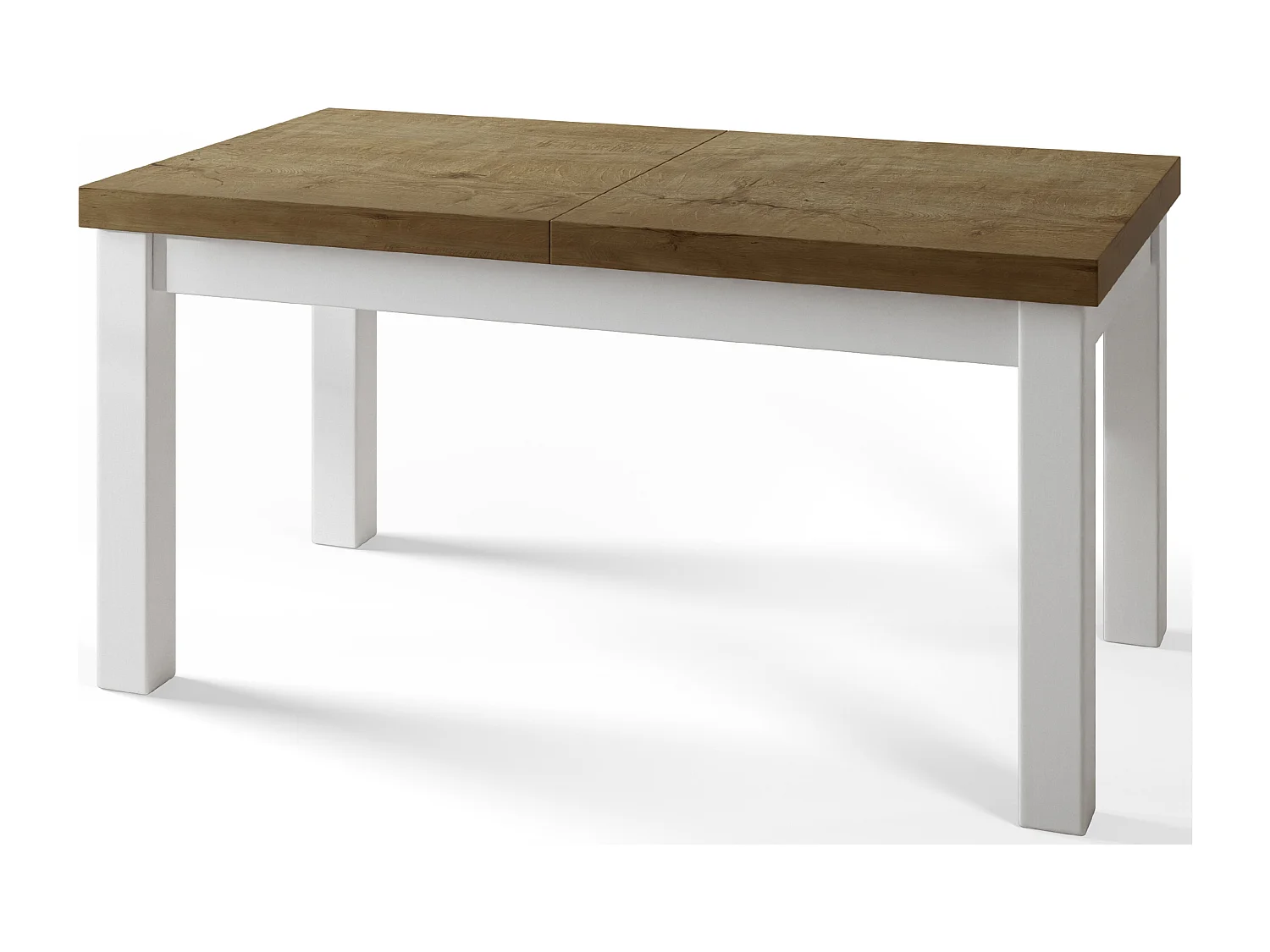 Table de salle à manger rectangulaire CLASSIC, table extensible, dimensions : 160-210X90X78 cm, couleur : LEFKAS, avec pieds en bois de couleur blanche