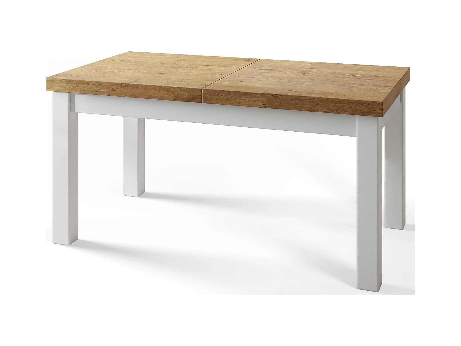Table de salle à manger rectangulaire CLASSIC, table extensible, dimensions : 200-300X100X78 cm, couleur : LANCELOT, avec pieds en bois de couleur blanche