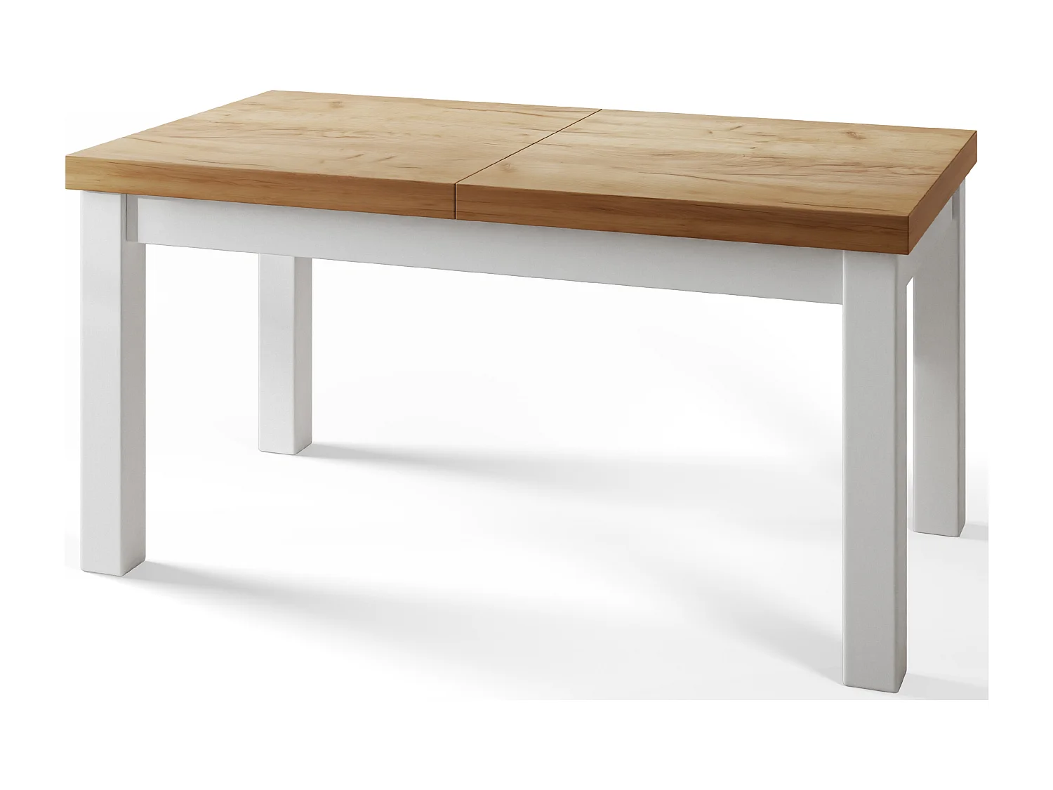 Table de salle à manger rectangulaire CLASSIC, table extensible, dimensions : 200-300X100X78 cm, couleur : CRAFT, avec pieds en bois de couleur blanche