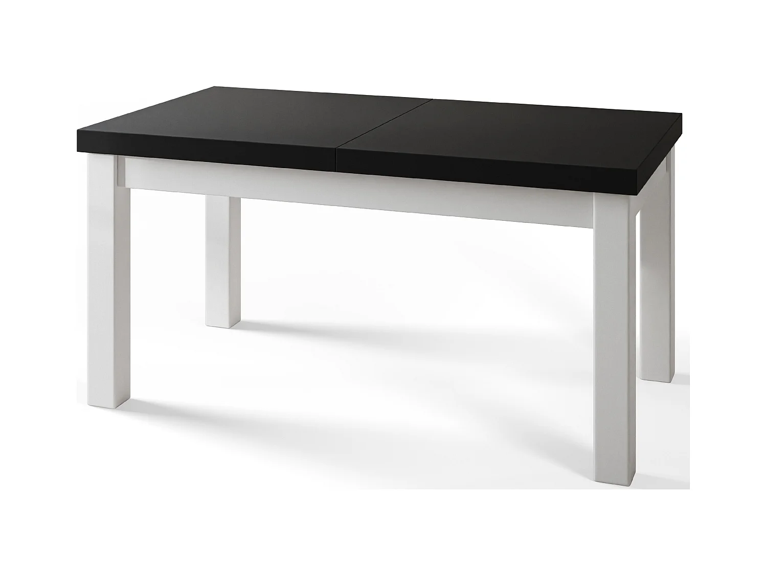 Table de salle à manger rectangulaire CLASSIC, table extensible, dimensions : 170-250X90X78 cm, couleur : noir, avec pieds en bois de couleur blanche