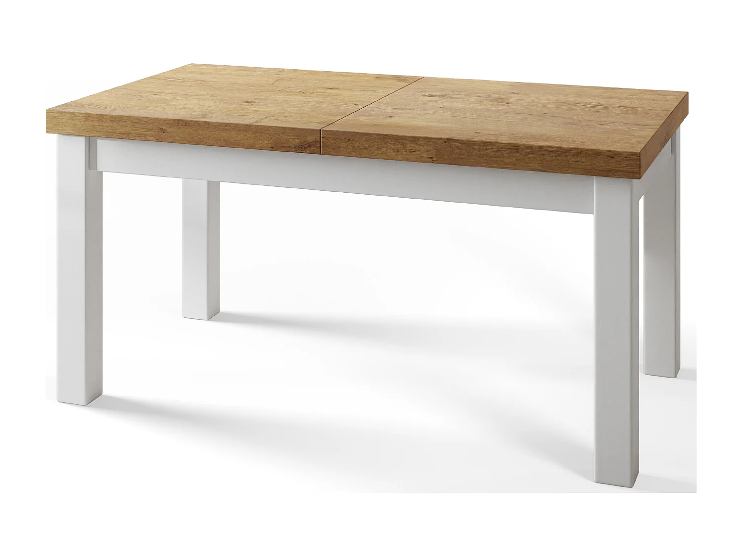Table de salle à manger rectangulaire CLASSIC, table extensible, dimensions : 120-160X80X78 cm, couleur : LANCELOT, avec pieds en bois de couleur blanche