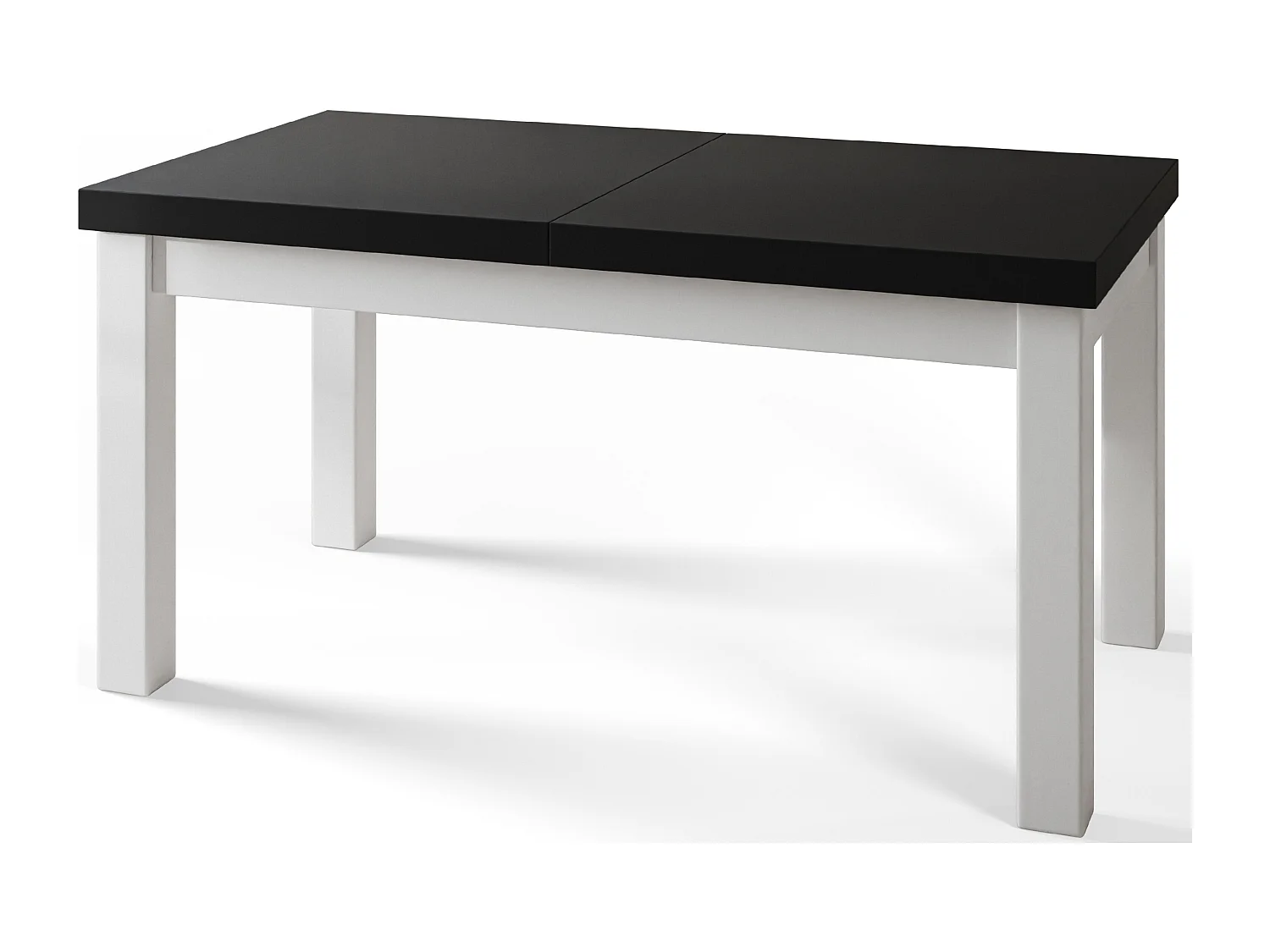 Table de salle à manger rectangulaire CLASSIC, table extensible, dimensions : 200-300X100X78 cm, couleur : noir, avec pieds en bois de couleur blanche