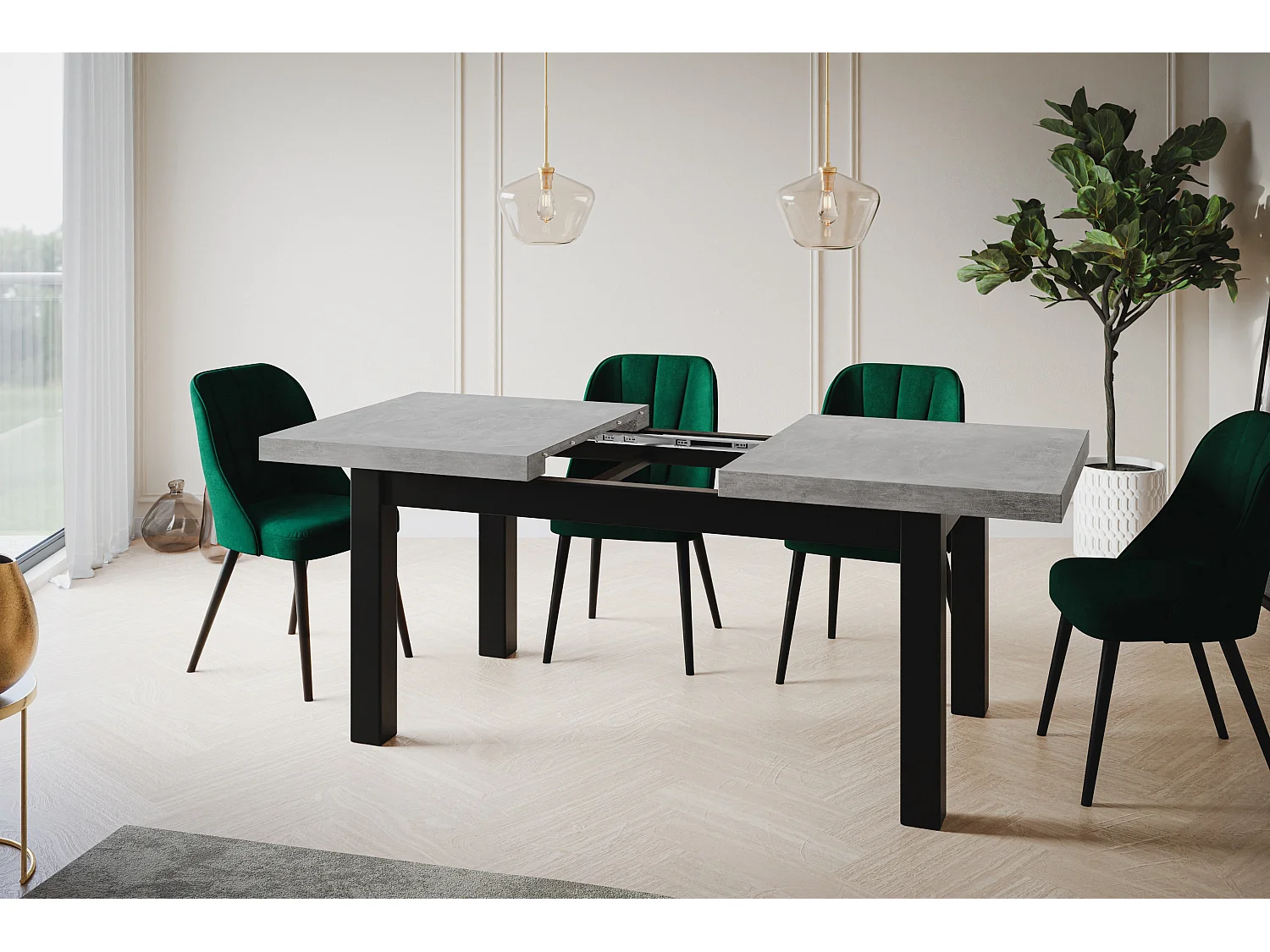 Table de salle à manger rectangulaire CLASSIC, table extensible, dimensions : 120-160X80X78 cm, couleur : ATELIER, avec pieds en bois de couleur blanche