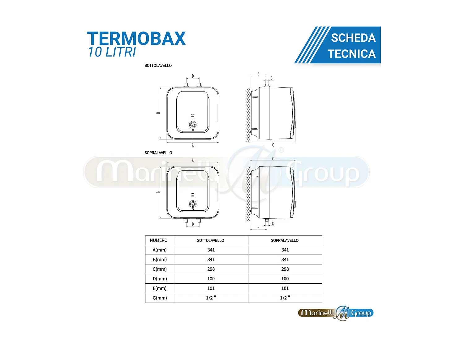 Scaldabagno elettrico 10 litri sopralavello verticale garanzia 2 anni Thermobax