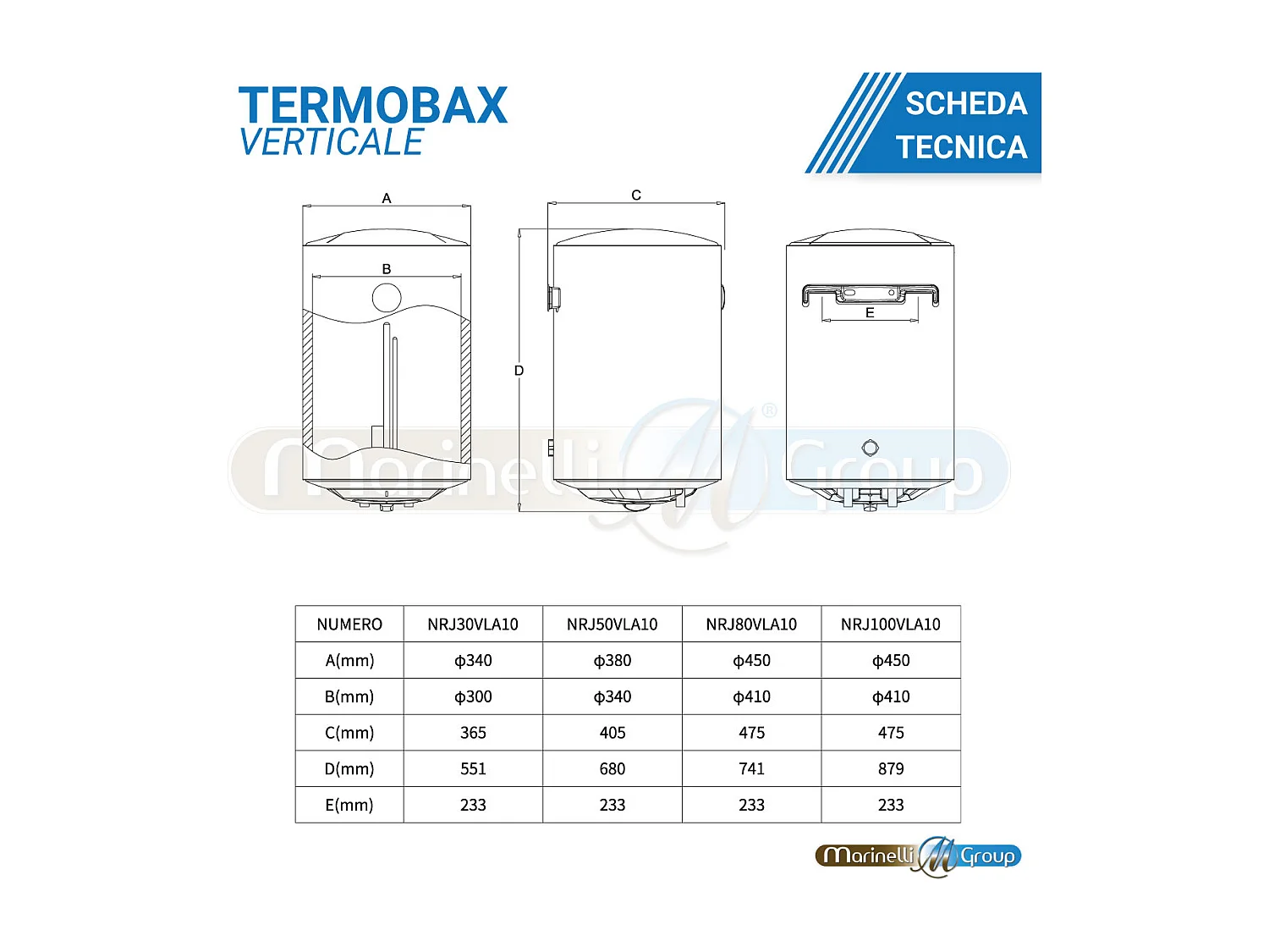 Scaldabagno elettrico 100 litri verticale garanzia 2 anni Thermobax