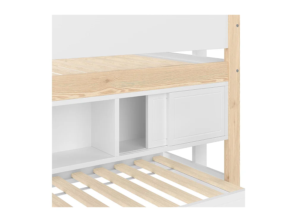 Lit mi hauteur lit mezzanine enfant 90x200 cm gigogne superposé rangement sans matelas blanc naturel