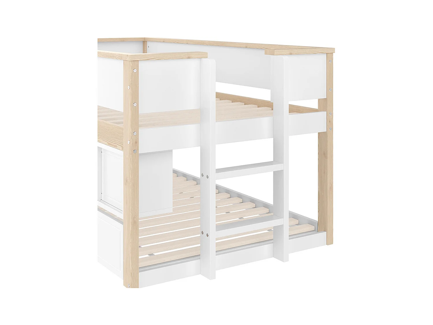 Lit mi hauteur lit mezzanine enfant 90x200 cm gigogne superposé rangement sans matelas blanc naturel