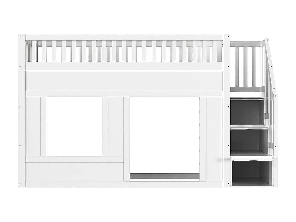 Lit mezzanine enfant 90x200 cm multifonctionnel armoire escalier espace jeu sans matelas blanc