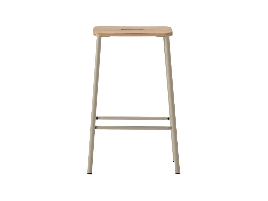 Noki - Lot de 2 tabourets de bar en bois et métal H65cm - Beige
