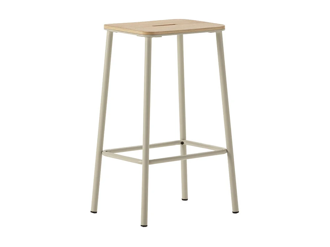 Noki - Lot de 2 tabourets de bar en bois et métal H65cm - Beige