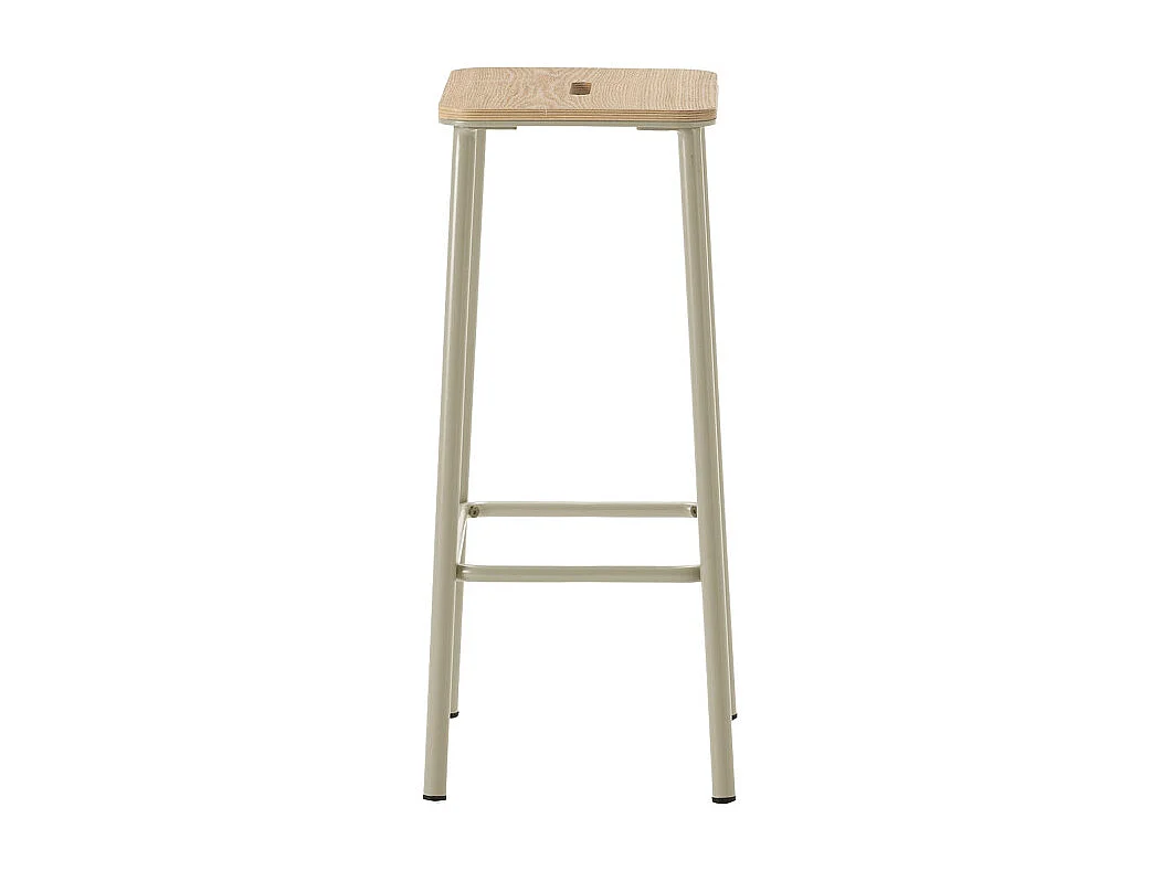 Noki - Lot de 2 tabourets de bar en bois et métal H65cm - Beige