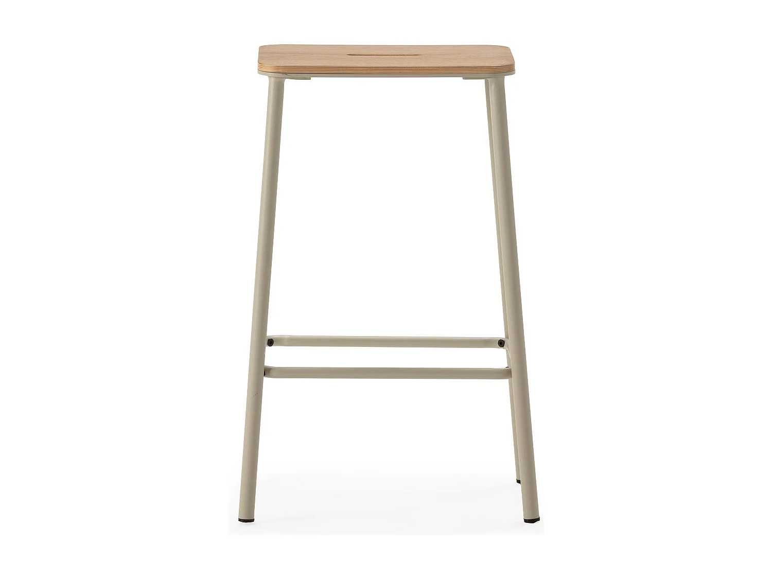 Noki - Lot de 2 tabourets de bar en bois et métal H65cm - Beige