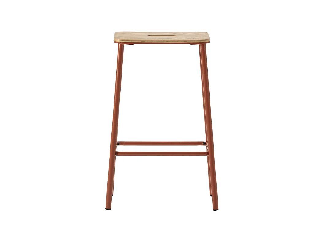 Noki - Lot de 2 tabourets de bar en bois et métal H65cm - Rouille