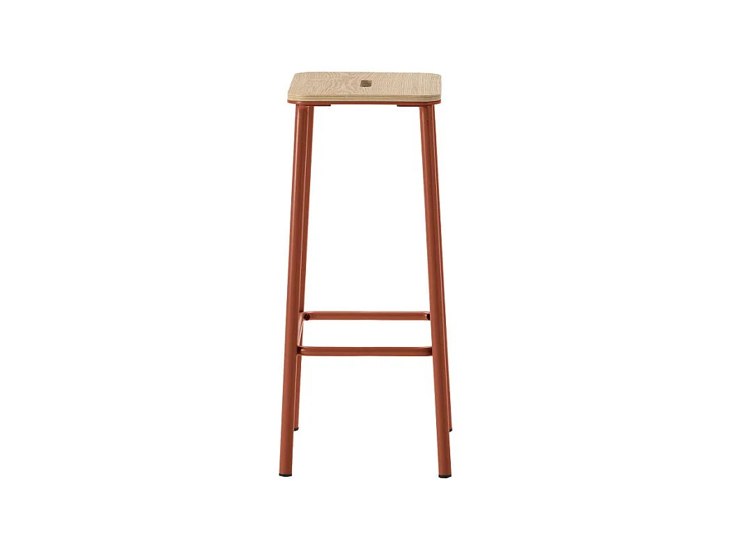 Noki - Lot de 2 tabourets de bar en bois et métal H65cm - Rouille