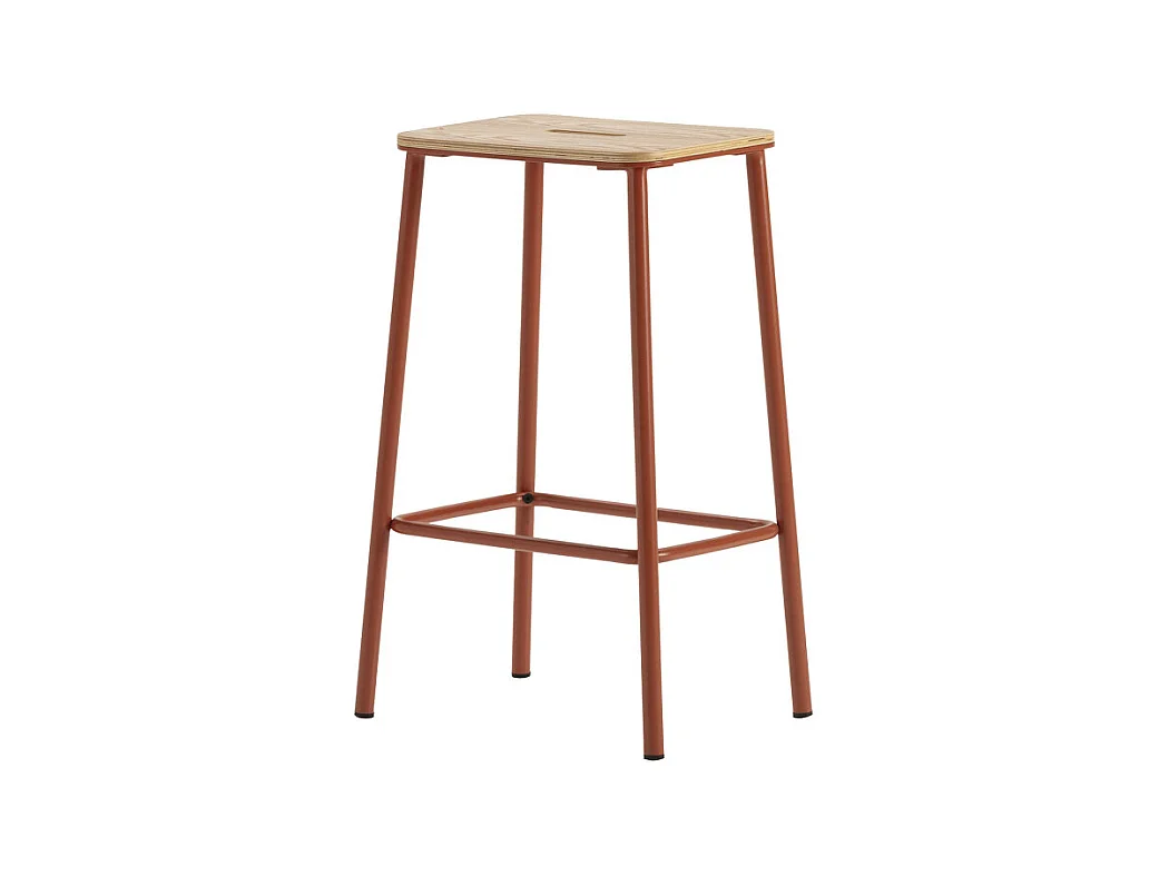 Noki - Lot de 2 tabourets de bar en bois et métal H65cm - Rouille