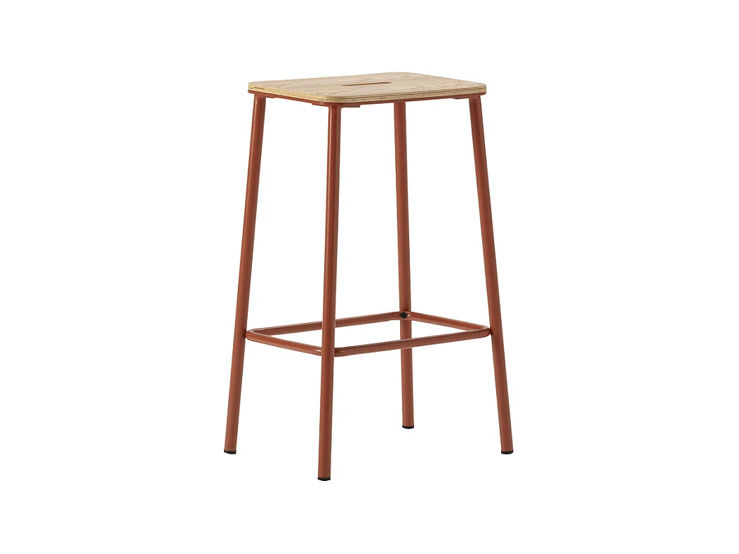 Noki - Lot de 2 tabourets de bar en bois et métal H65cm - Rouille
