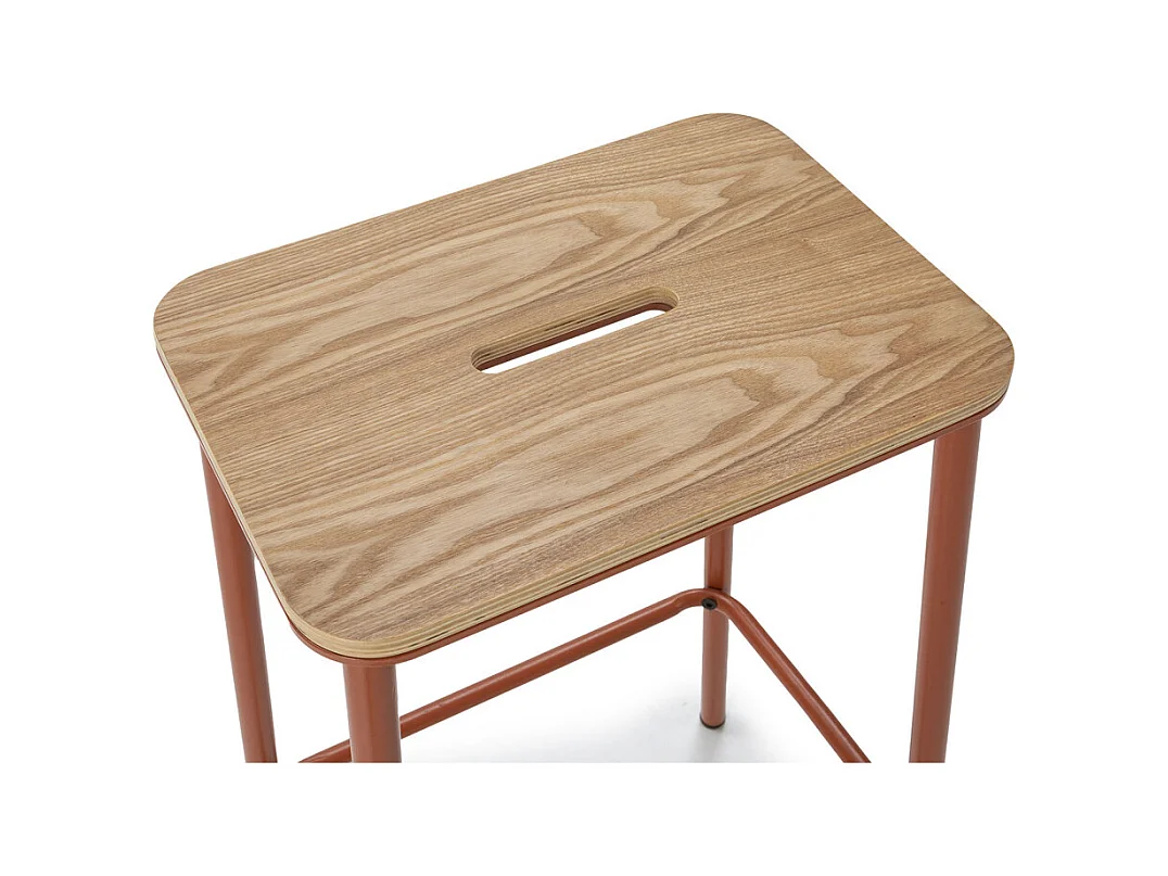 Noki - Lot de 2 tabourets de bar en bois et métal H65cm - Rouille