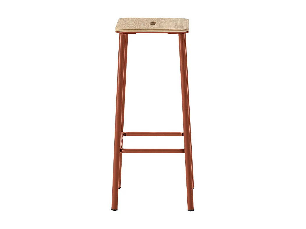 Noki - Lot de 2 tabourets de bar en bois et métal H65cm - Rouille