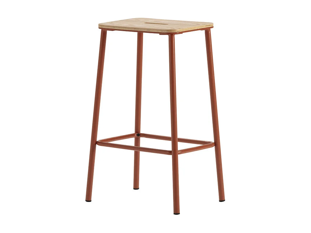 Noki - Lot de 2 tabourets de bar en bois et métal H65cm - Rouille