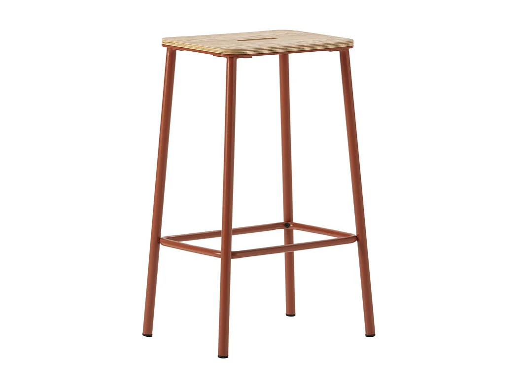 Noki - Lot de 2 tabourets de bar en bois et métal H65cm - Rouille