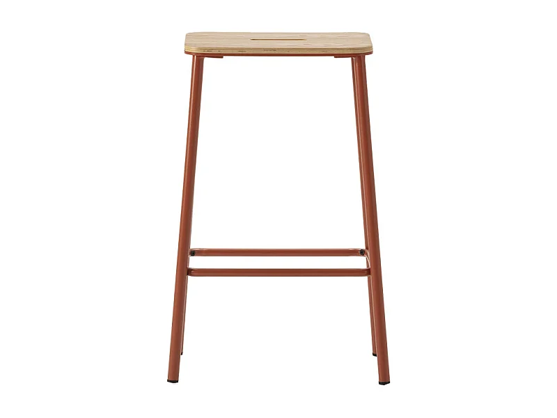 Noki - Lot de 2 tabourets de bar en bois et métal H65cm - Rouille